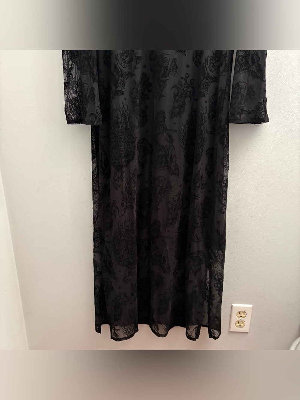 Hexborn Baba Yaga Mesh Maxi Dress Sz 10 – Gothic Witchy Flocked - Picture 4 of 6